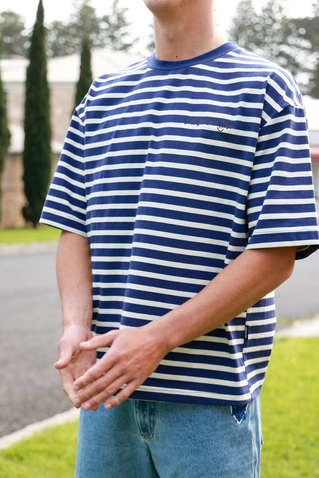 Navy Stripe Boxy T-shirt