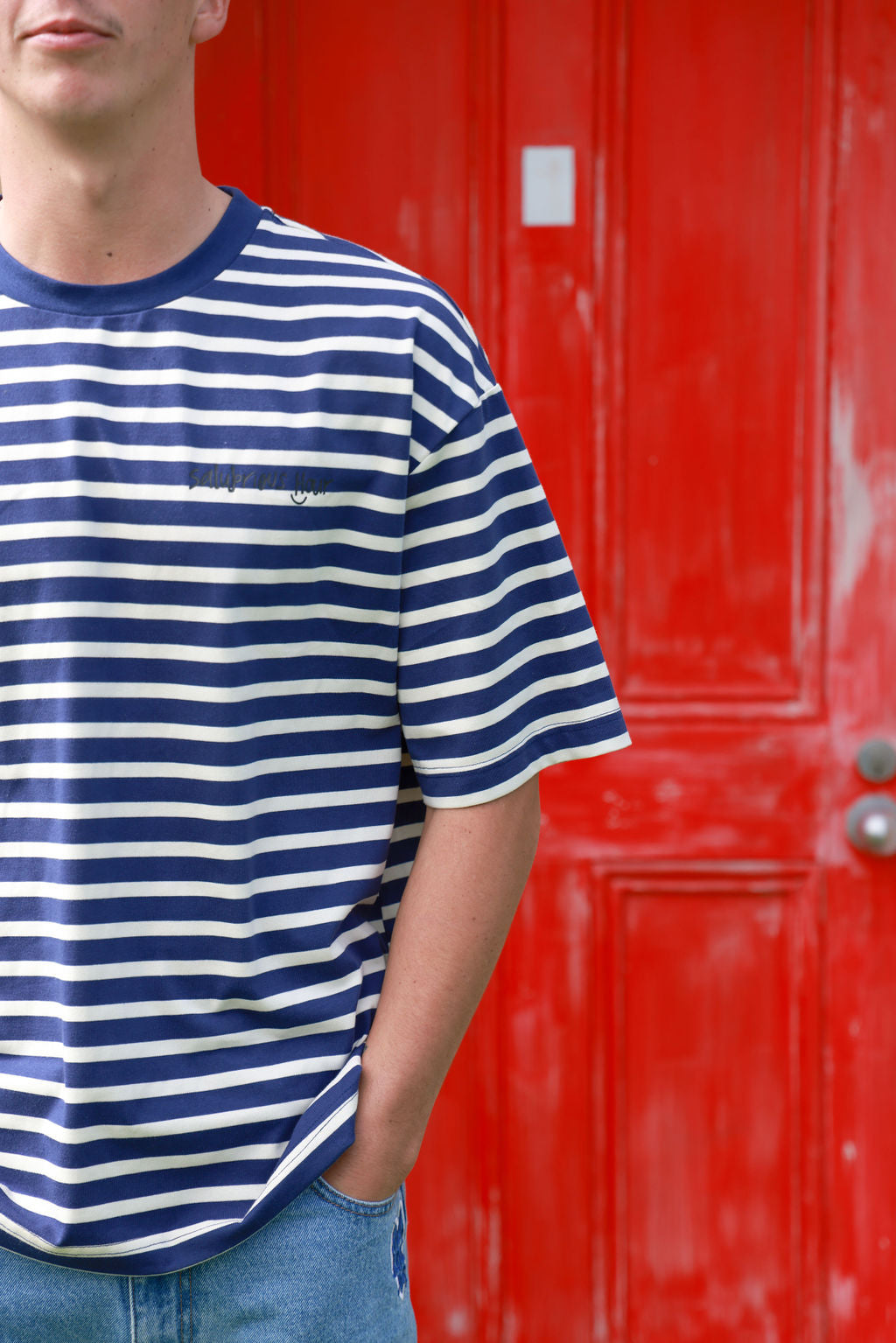 Navy Stripe Boxy T-shirt