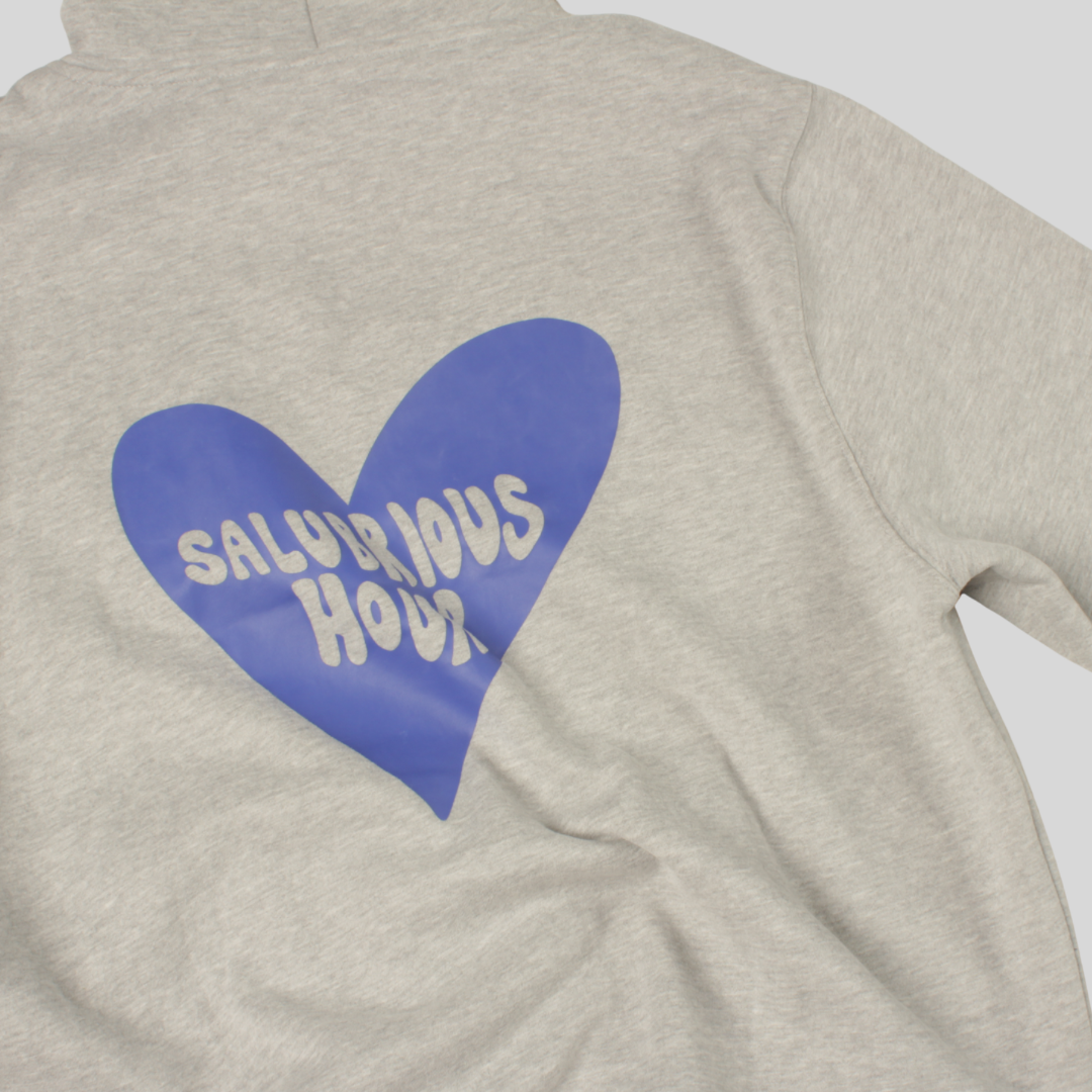 Grey Blue Heart Hoodie