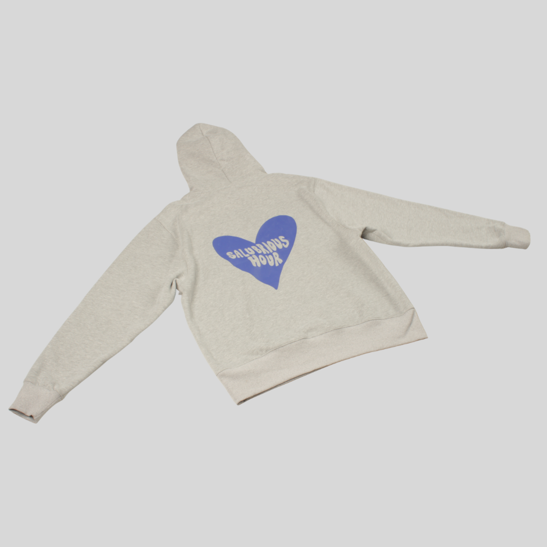 Grey Blue Heart Hoodie