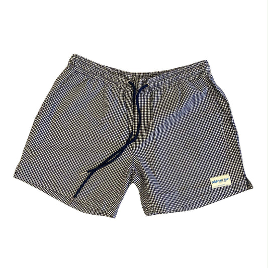Navy Gingham Cotton Shorts